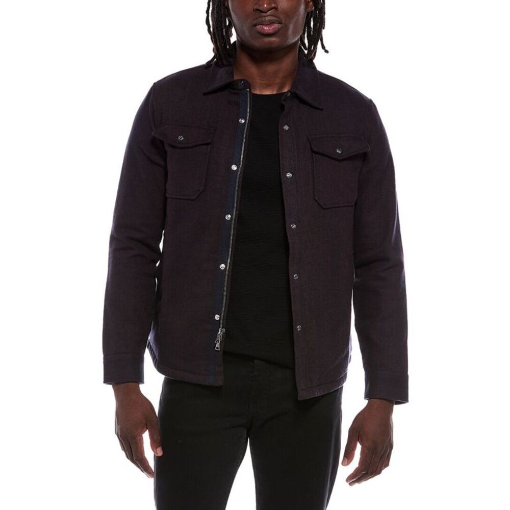 John Varvatos Mens Jameson Herringbone Snap Jacket, Red